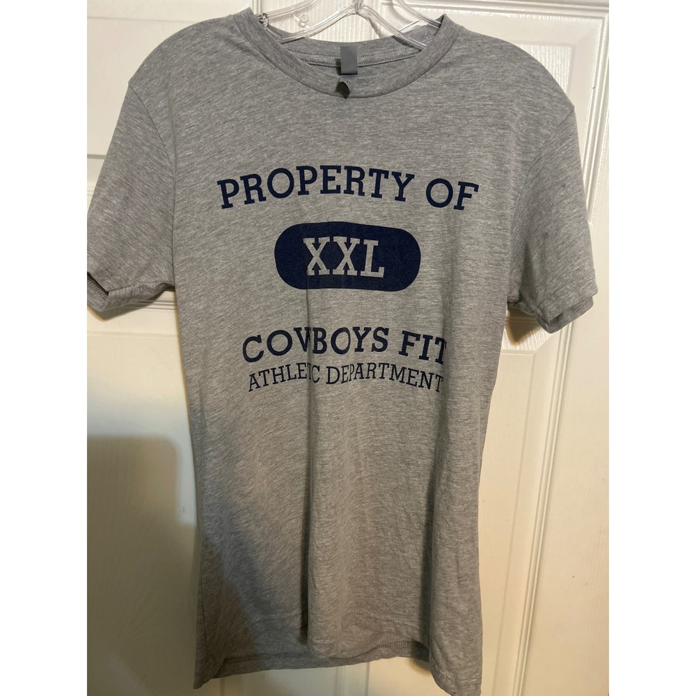 Cowboys Fit Property of XXL‎ Athletic Department Gray Graphic T-Shirt Mens Small